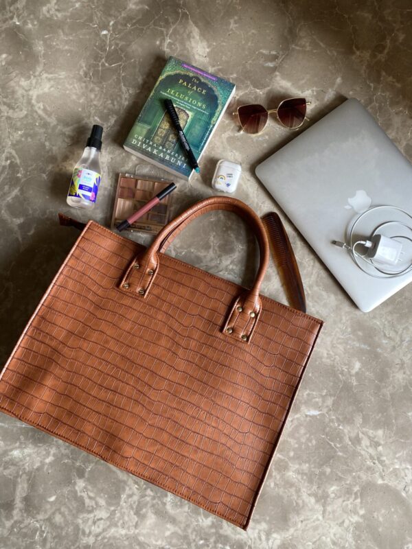 BROWN CROC TOTE